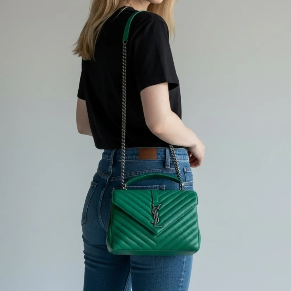 ✨️Authentic Saint Laurent College Medium In Quilted Leather - Picture 2 of 16